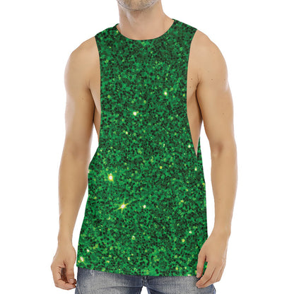 Green (NOT Real) Glitter Print Men's Muscle Tank Top
