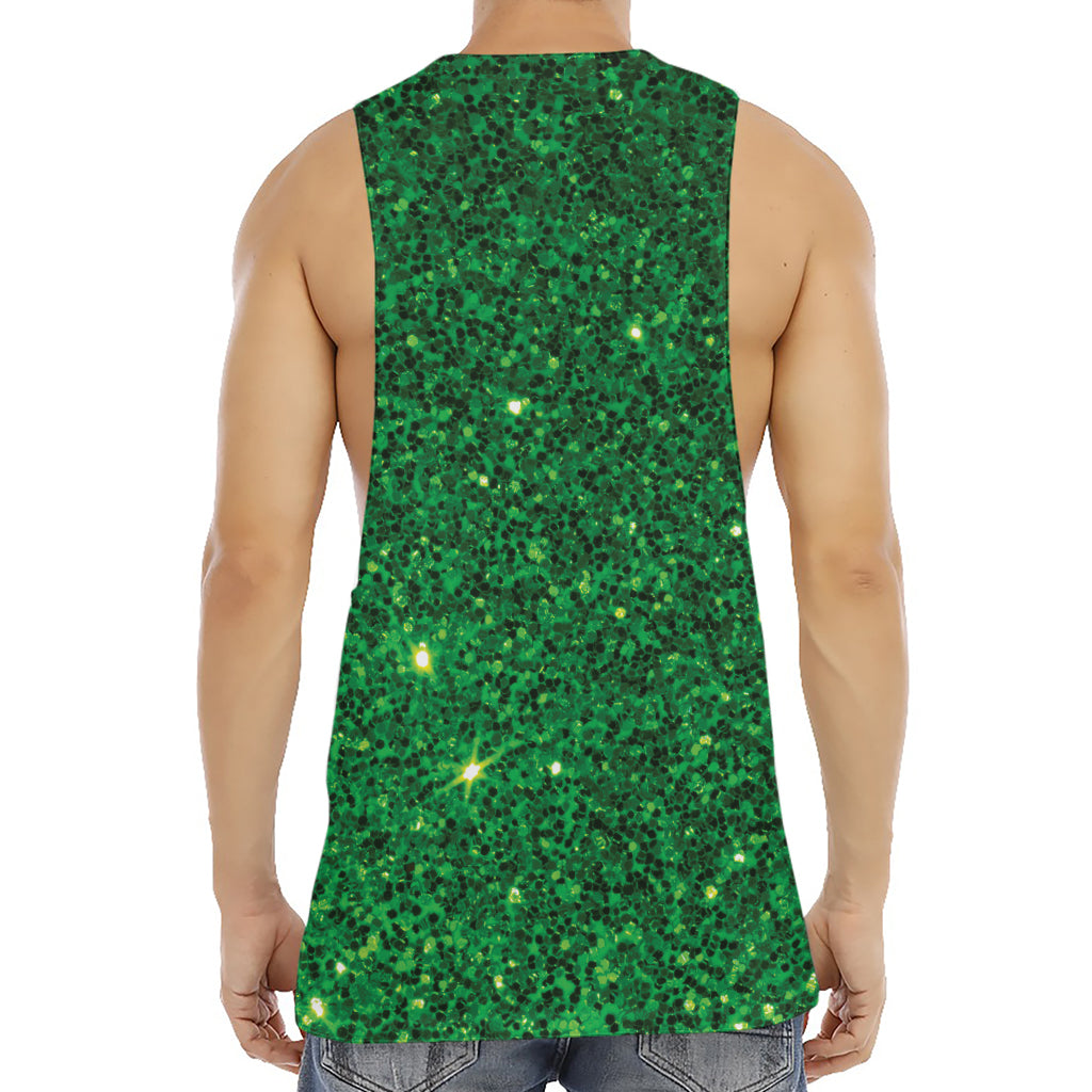 Green (NOT Real) Glitter Print Men's Muscle Tank Top