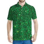 Green (NOT Real) Glitter Print Men's Polo Shirt