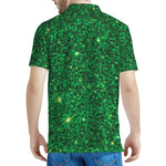 Green (NOT Real) Glitter Print Men's Polo Shirt