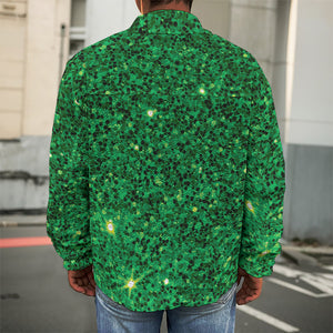 Green (NOT Real) Glitter Print Men's Shirt Jacket