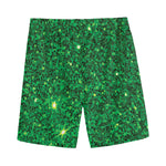 Green (NOT Real) Glitter Print Men's Sports Shorts