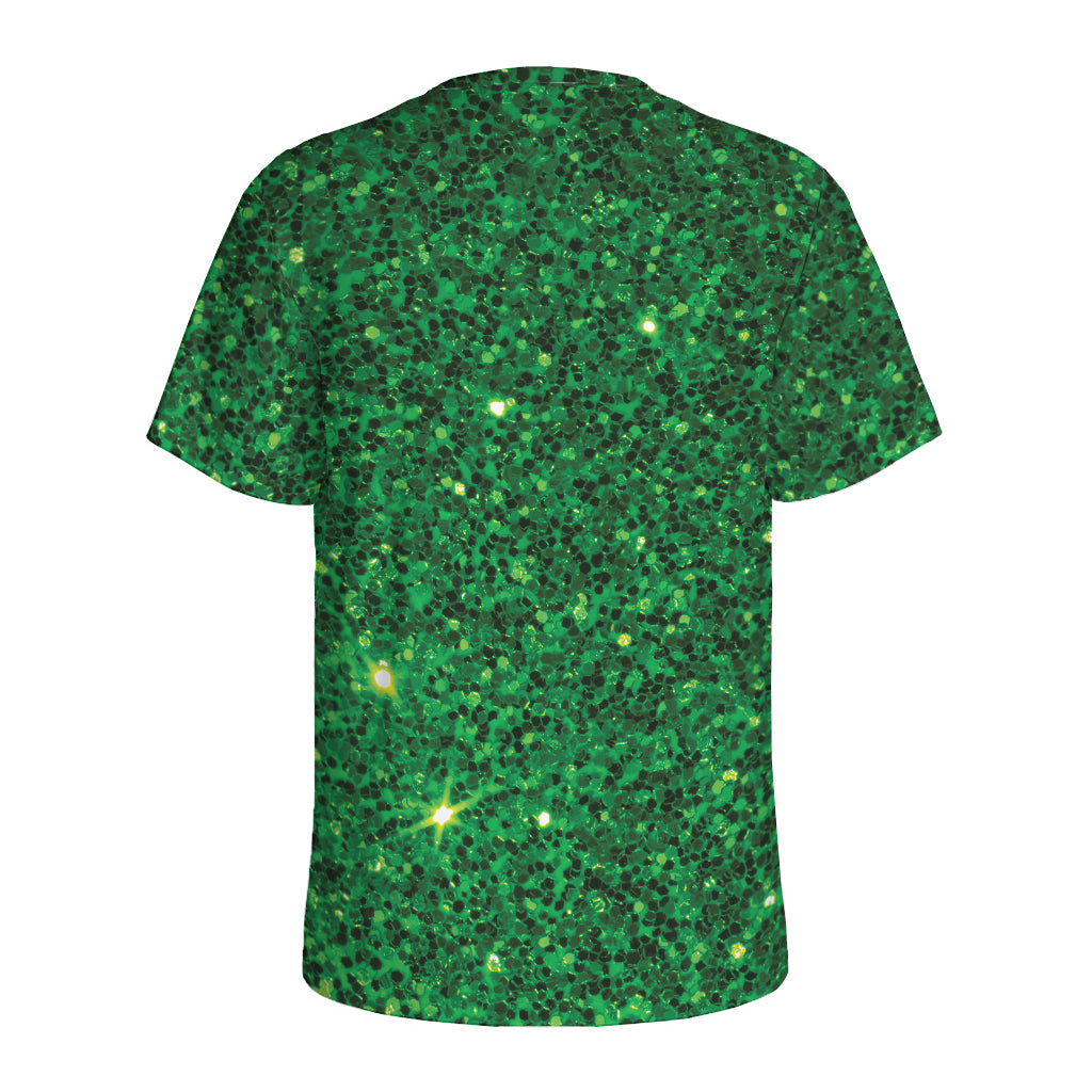 Green (NOT Real) Glitter Print Men's Sports T-Shirt