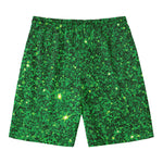 Green (NOT Real) Glitter Print Men's Swim Trunks