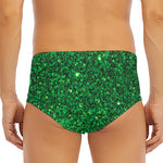 Green (NOT Real) Glitter Print Men's Triangle Swim Briefs
