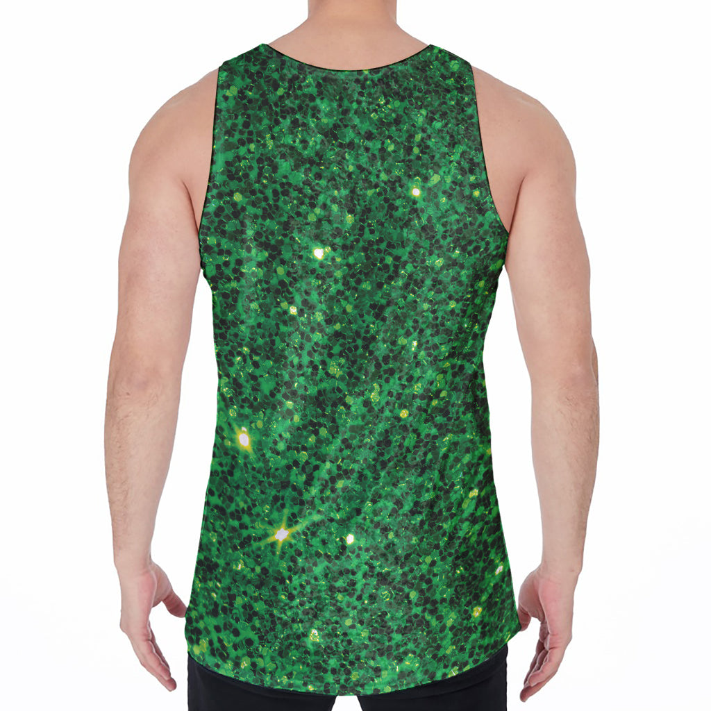 Green (NOT Real) Glitter Print Men's Velvet Tank Top