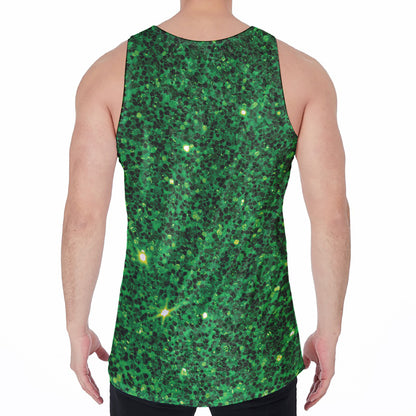 Green (NOT Real) Glitter Print Men's Velvet Tank Top