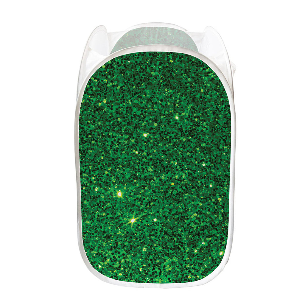 Green (NOT Real) Glitter Print Mesh Laundry Hamper
