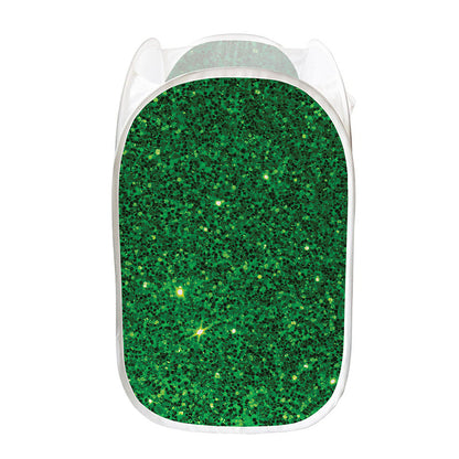 Green (NOT Real) Glitter Print Mesh Laundry Hamper