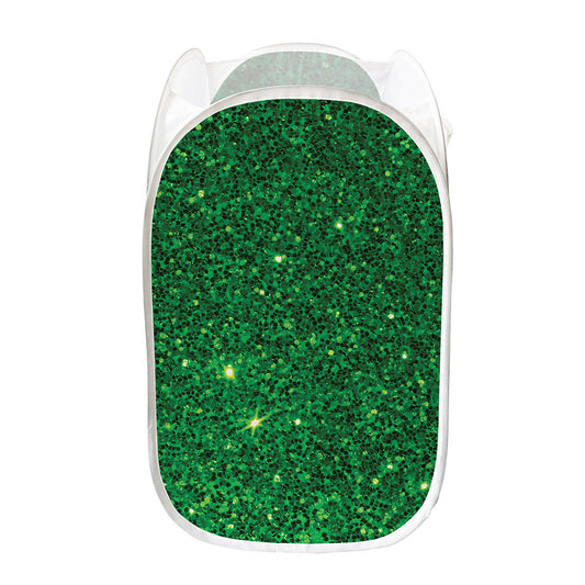 Green (NOT Real) Glitter Print Mesh Laundry Hamper