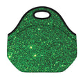 Green (NOT Real) Glitter Print Neoprene Lunch Bag