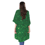 Green (NOT Real) Glitter Print Open Front Beach Cover Up