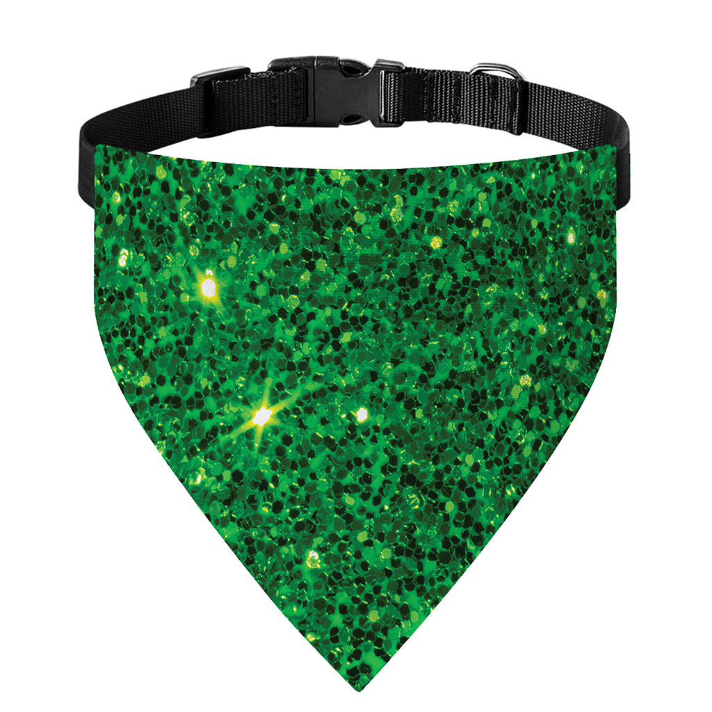 Green (NOT Real) Glitter Print Over The Collar Dog Bandana