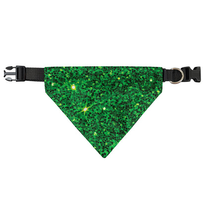 Green (NOT Real) Glitter Print Over The Collar Dog Bandana