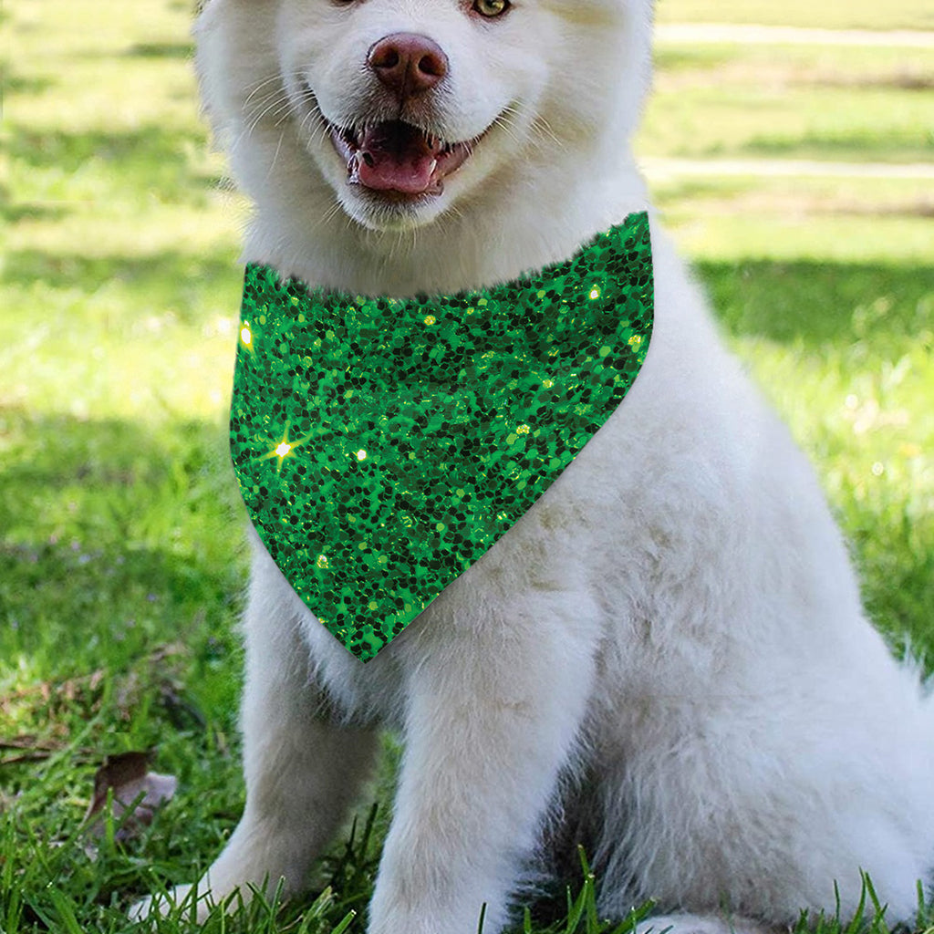 Green (NOT Real) Glitter Print Over The Collar Dog Bandana