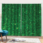 Green (NOT Real) Glitter Print Pencil Pleat Curtains