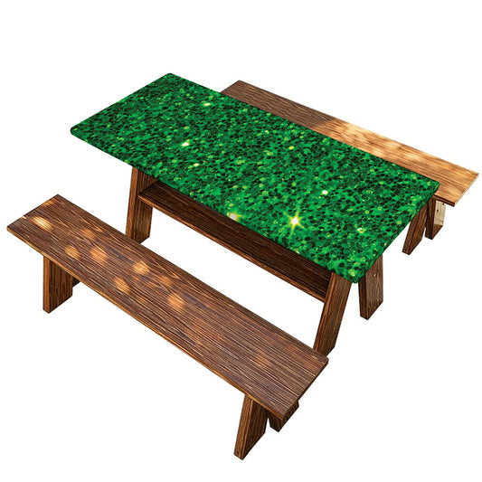 Green (NOT Real) Glitter Print Picnic Table Cover