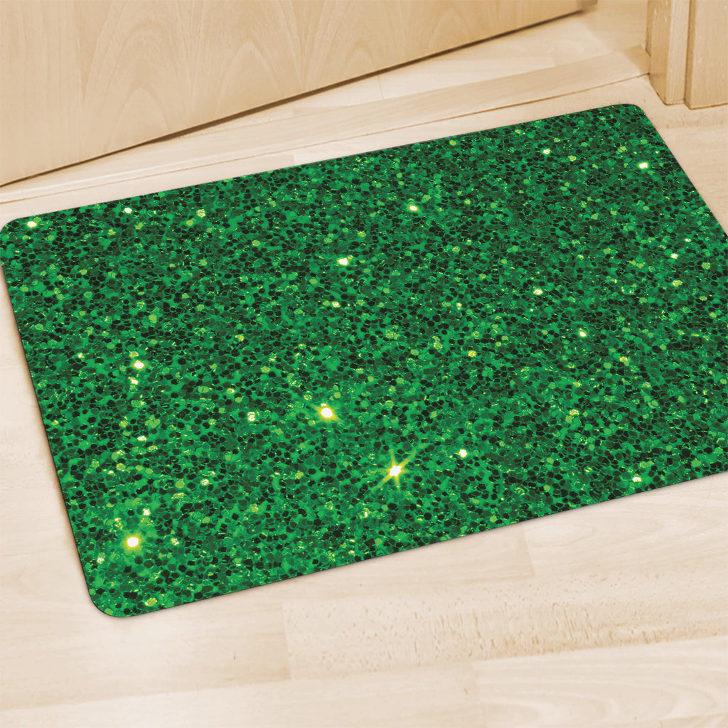 Green (NOT Real) Glitter Print Polyester Doormat