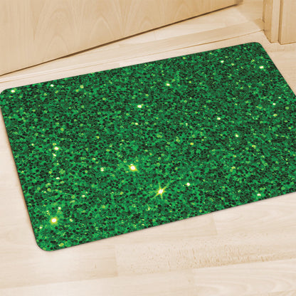 Green (NOT Real) Glitter Print Polyester Doormat