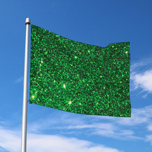 Green (NOT Real) Glitter Print Polyester Flag