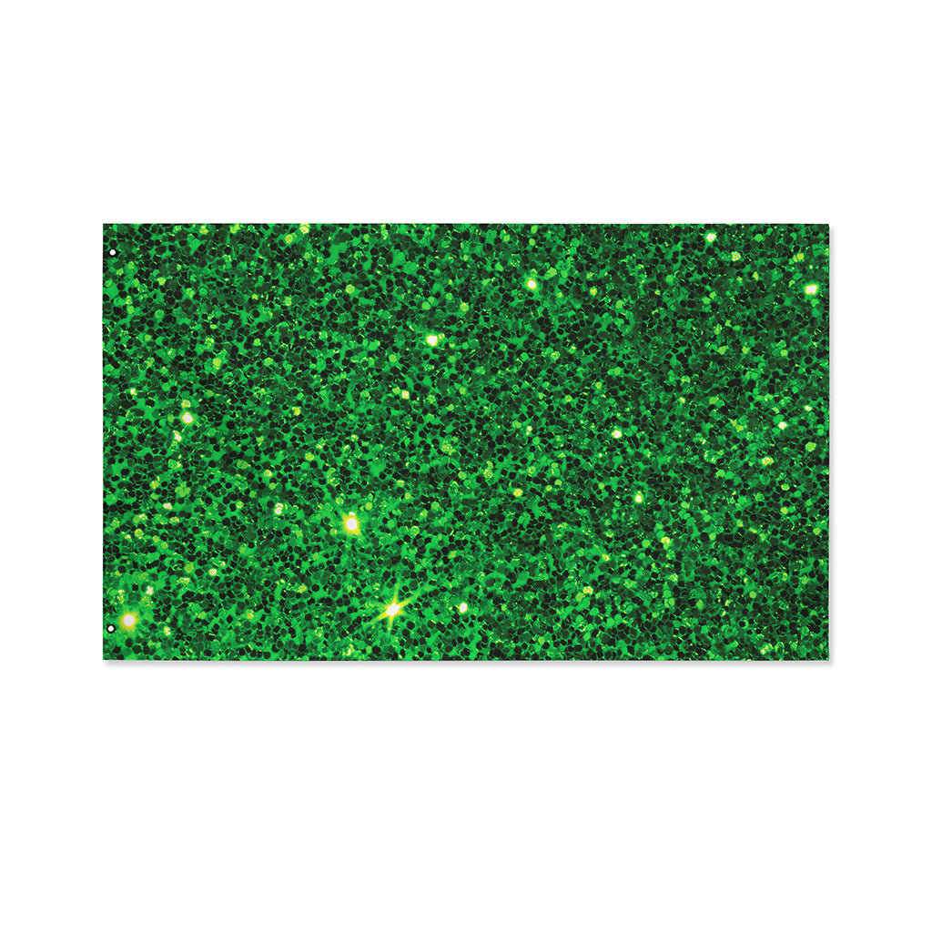 Green (NOT Real) Glitter Print Polyester Flag