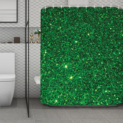 Green (NOT Real) Glitter Print Polyester Shower Curtain