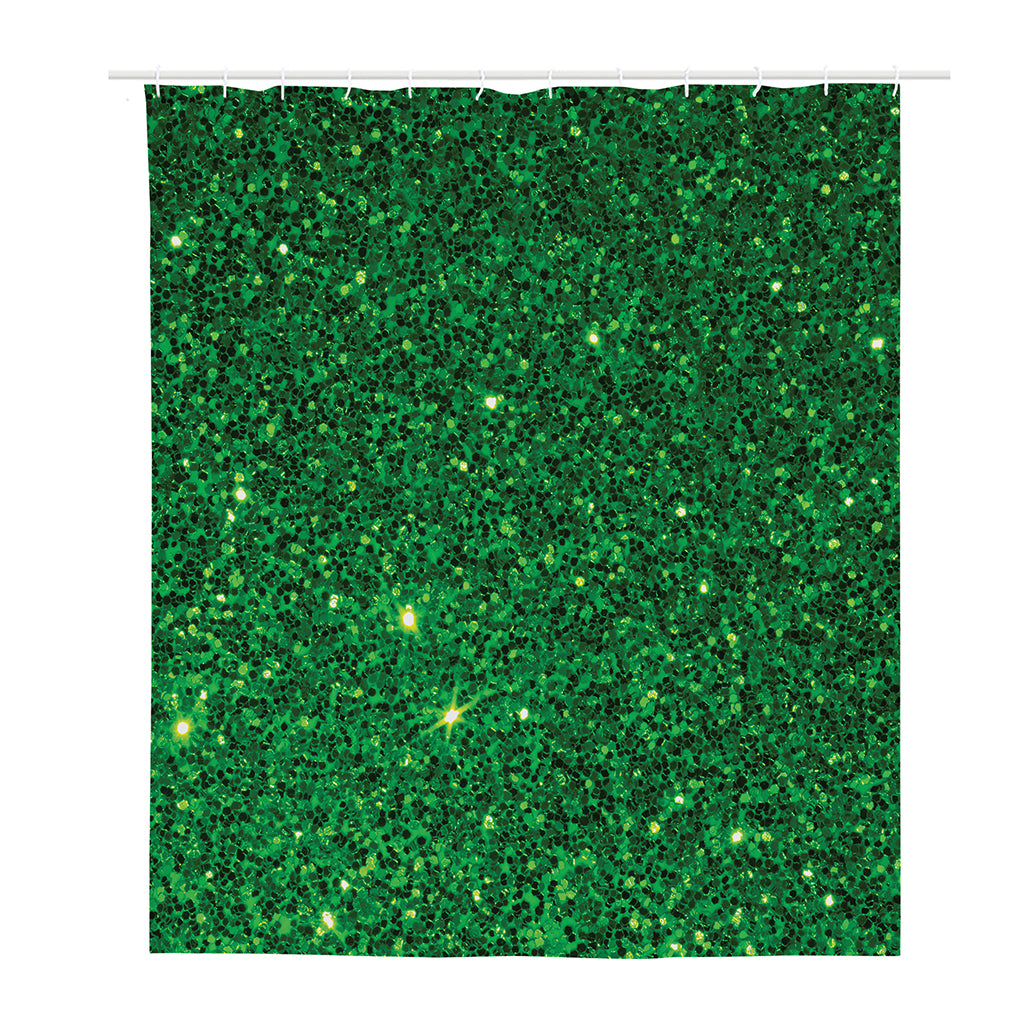 Green (NOT Real) Glitter Print Polyester Shower Curtain