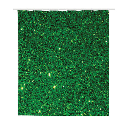 Green (NOT Real) Glitter Print Polyester Shower Curtain
