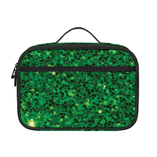 Green (NOT Real) Glitter Print Portable Lunch Bag