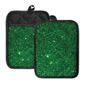 Green (NOT Real) Glitter Print Pot Holders With Pocket