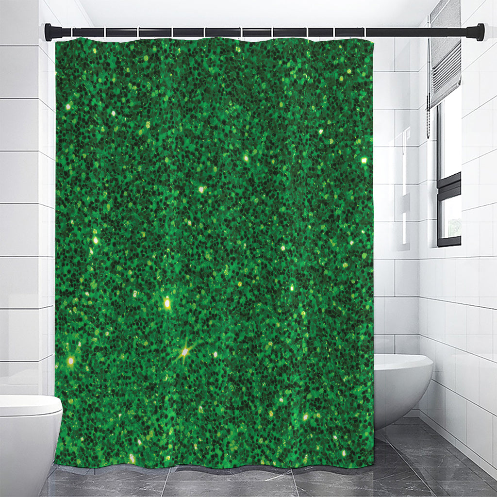 Green (NOT Real) Glitter Print Premium Shower Curtain