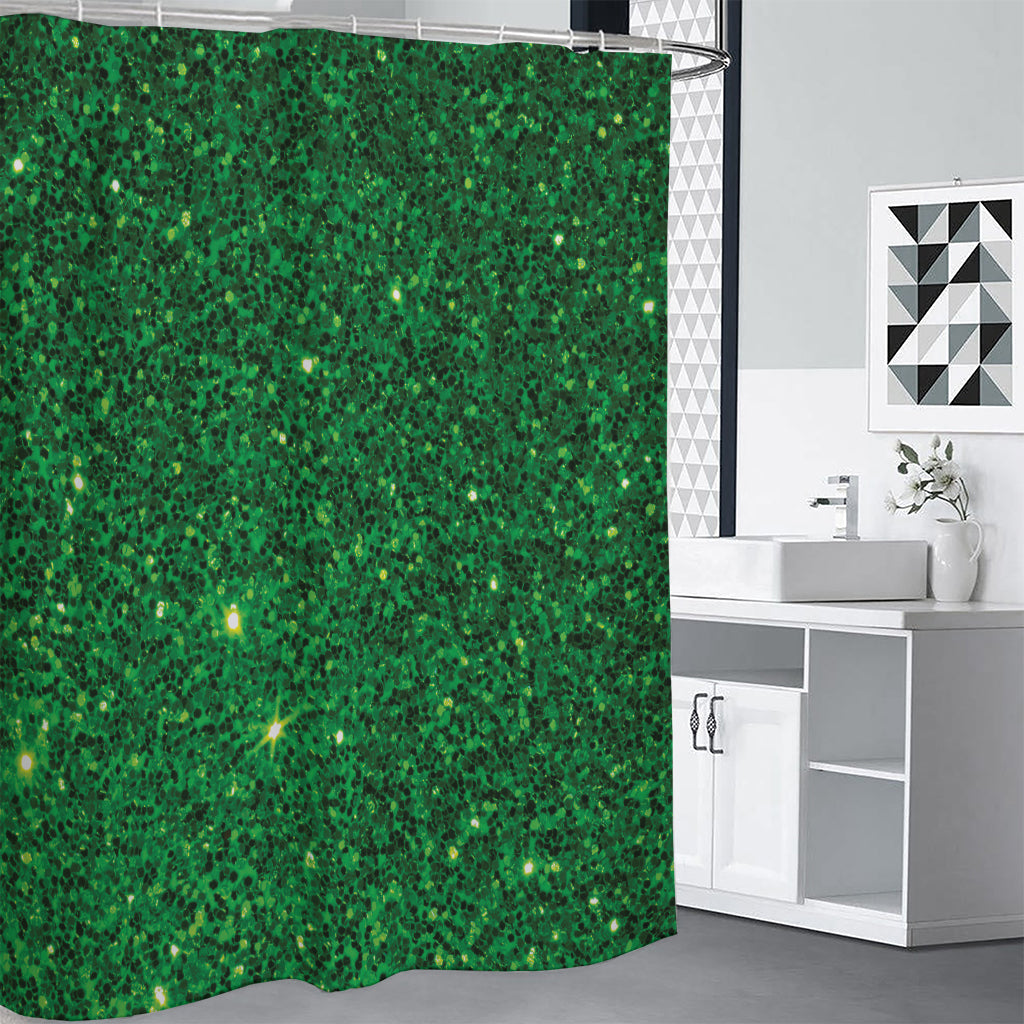 Green (NOT Real) Glitter Print Premium Shower Curtain