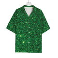 Green (NOT Real) Glitter Print Rayon Hawaiian Shirt