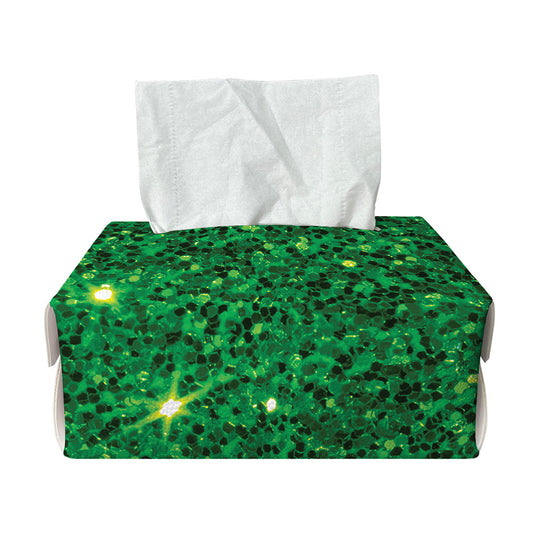 Green (NOT Real) Glitter Print Rectangle Tissue Box Cover