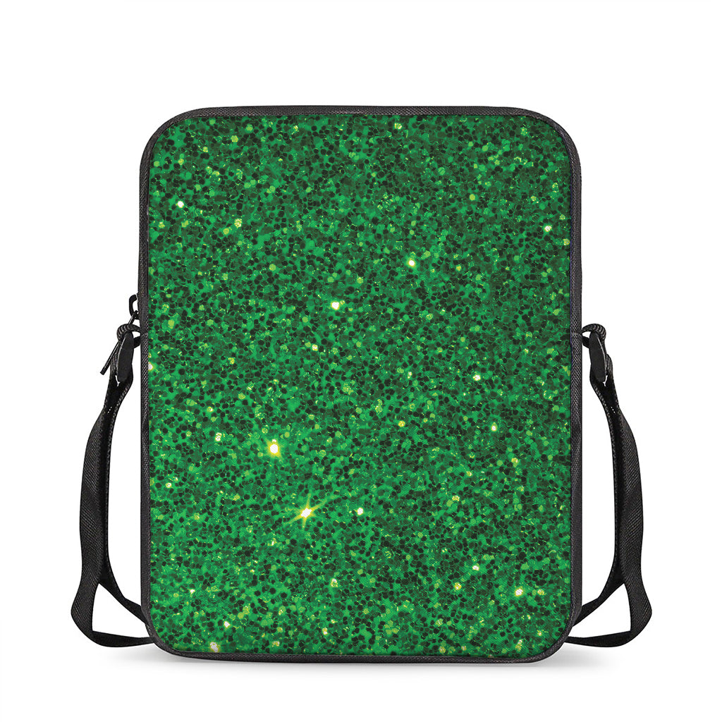 Green (NOT Real) Glitter Print Rectangular Crossbody Bag