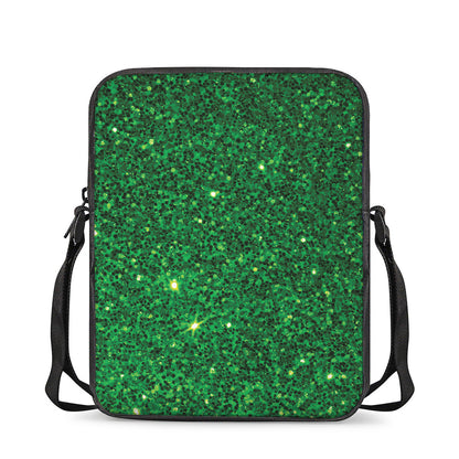 Green (NOT Real) Glitter Print Rectangular Crossbody Bag
