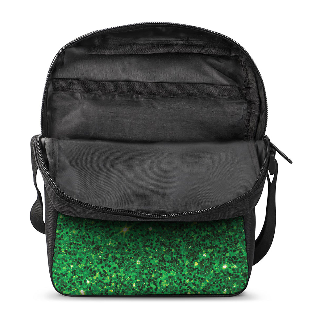 Green (NOT Real) Glitter Print Rectangular Crossbody Bag