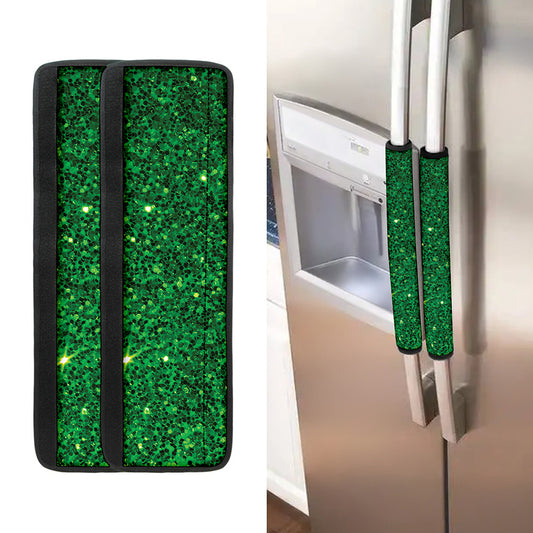 Green (NOT Real) Glitter Print Refrigerator Handle Covers