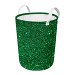 Green (NOT Real) Glitter Print Round Laundry Basket