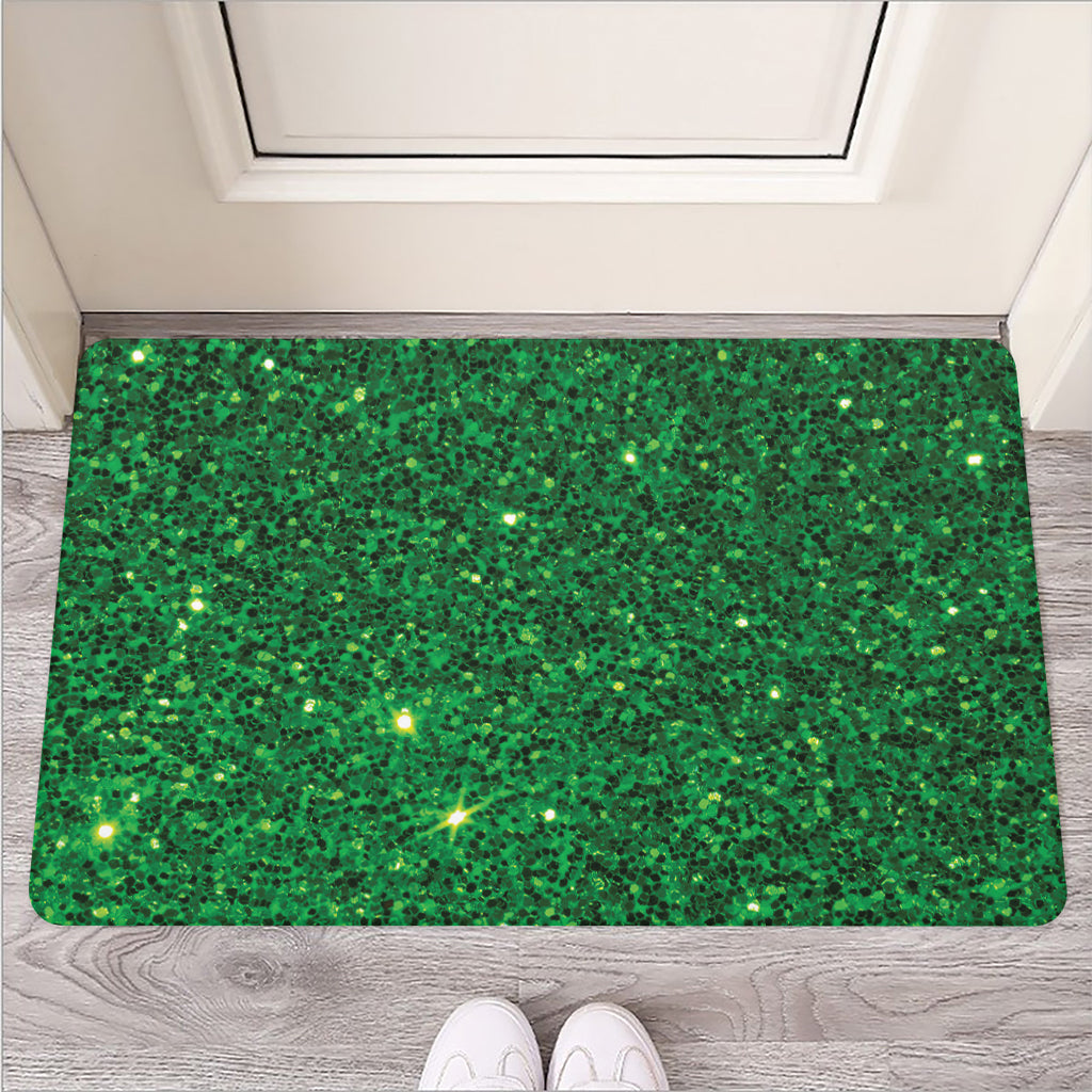 Green (NOT Real) Glitter Print Rubber Doormat