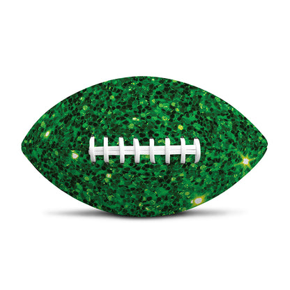 Green (NOT Real) Glitter Print Rugby Ball