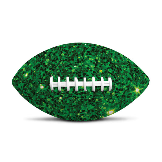Green (NOT Real) Glitter Print Rugby Ball