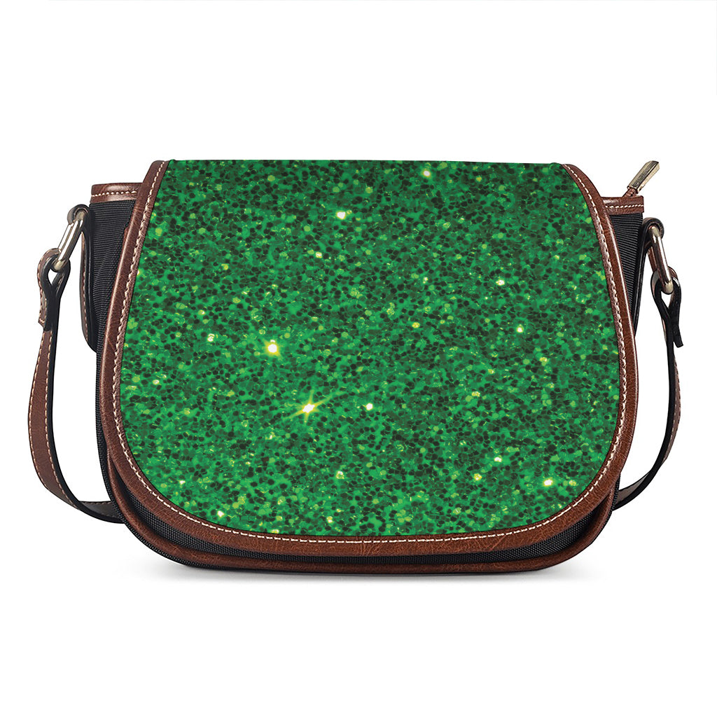 Green (NOT Real) Glitter Print Saddle Bag
