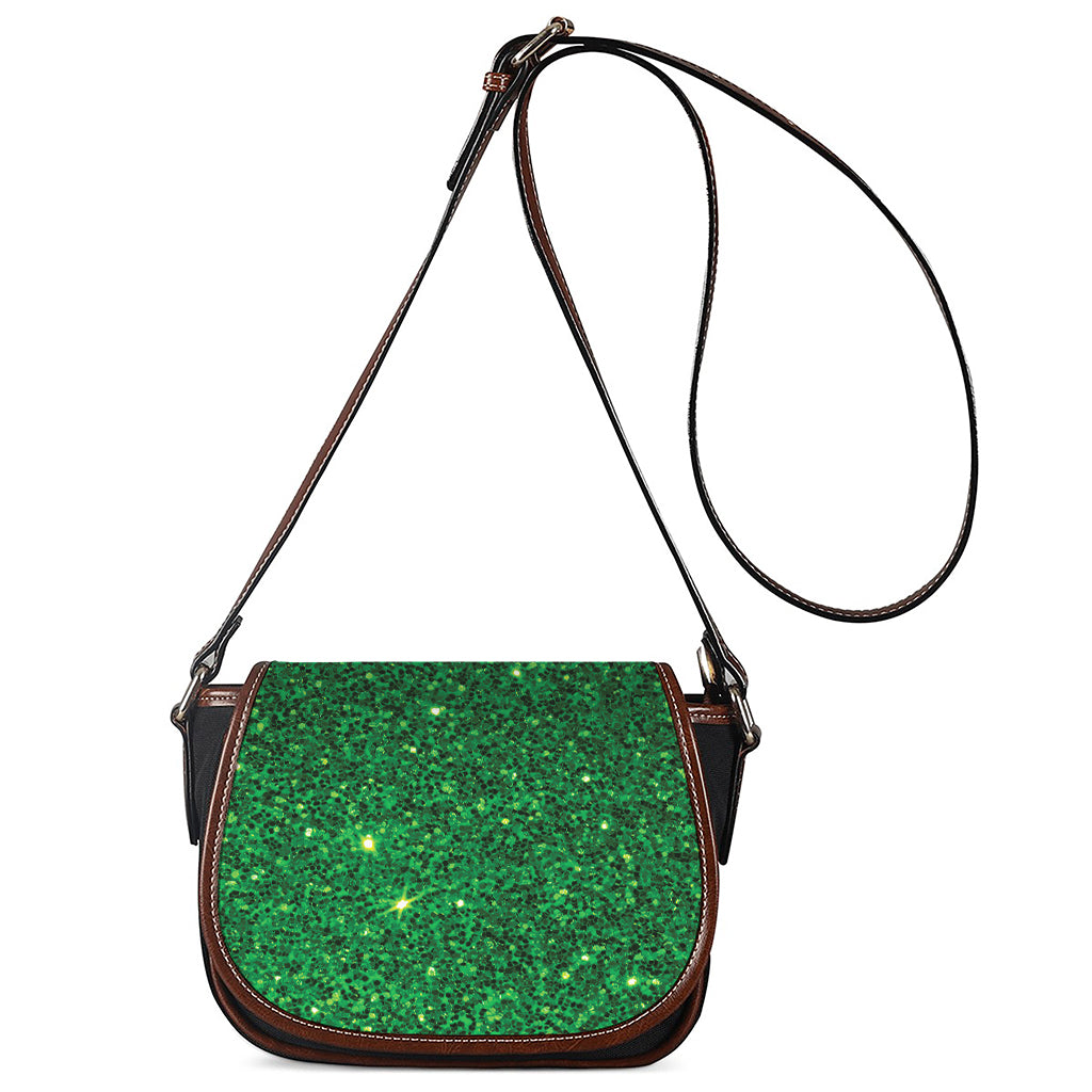 Green (NOT Real) Glitter Print Saddle Bag