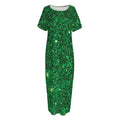 Green (NOT Real) Glitter Print Short Sleeve Long Nightdress