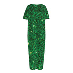 Green (NOT Real) Glitter Print Short Sleeve Long Nightdress