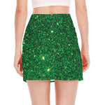 Green (NOT Real) Glitter Print Side Slit Mini Skirt