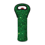 Green (NOT Real) Glitter Print Single Neoprene Wine Tote