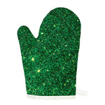 Green (NOT Real) Glitter Print Single Oven Mitt