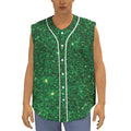 Green (NOT Real) Glitter Print Sleeveless Baseball Jersey
